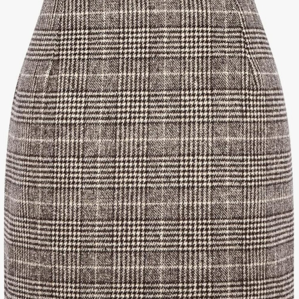 High Waist Plaid Skirt Bodycon Pencil Wool Mini Skirts